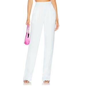 LPA Pale Blue Pleated Trouser Pants  LARGE Wide Leg Baggy Satin Long $218 NEW